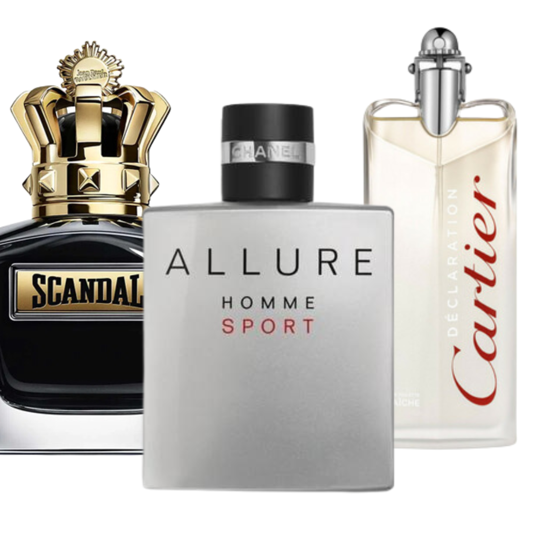 3 Parfums: Allure Homme Sport, Scandal Jean Paul Gaultier & Cartier Déclaration (ZAHLEN SIE 1, ERHALTEN SIE 3)